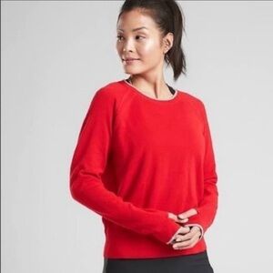 Athleta  Athleisure cotton blend red crew neck Pullover